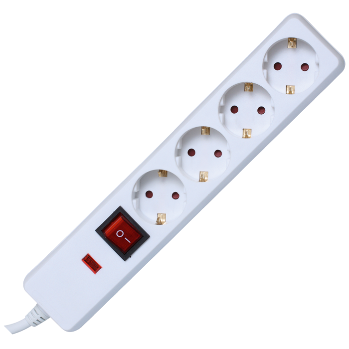 NVT04K/WH PRODUŽNI KABEL 4 UTIČNICE 1,5m, ZAŠTITA NVT04K/WH