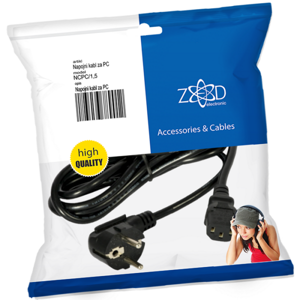 NCPC/1,5 KABEL NAPOJNI ZA PC 1,8 m ZED NCPC/1,5
