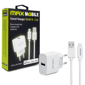 TR287B PUNJAČ KUĆNI S KABELOM LIGHTNING iPHONE-USB A MAXMOBILE TR287B