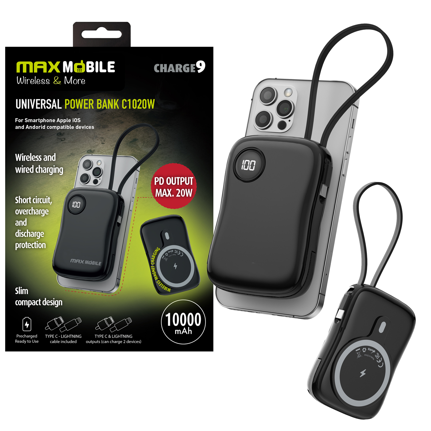 C1020W POWER BANK BEŽIČNI MAXMOBILE C1020W