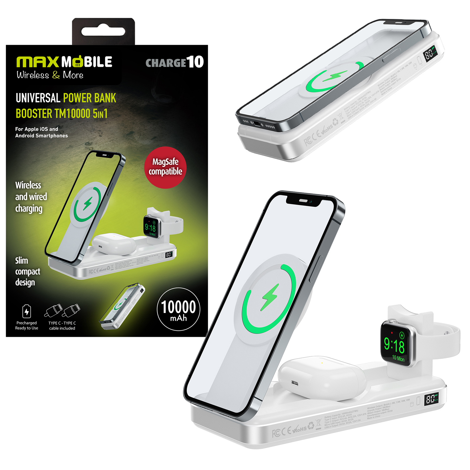 TM10000 POWER BANK BEŽIČNI MAXMOBILE TM10000