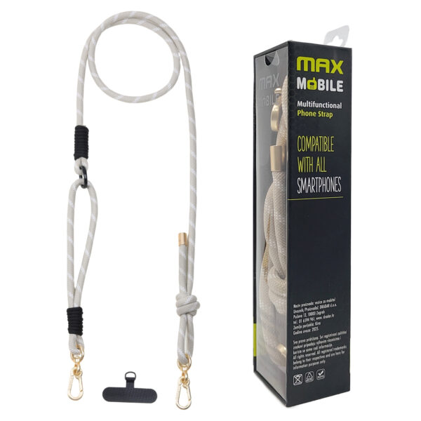 VEZICA 8MM BEŽ VEZICA ZA MOBITEL MAXMOBILE 8mm BEŽ/ZLATNO-BIJELA