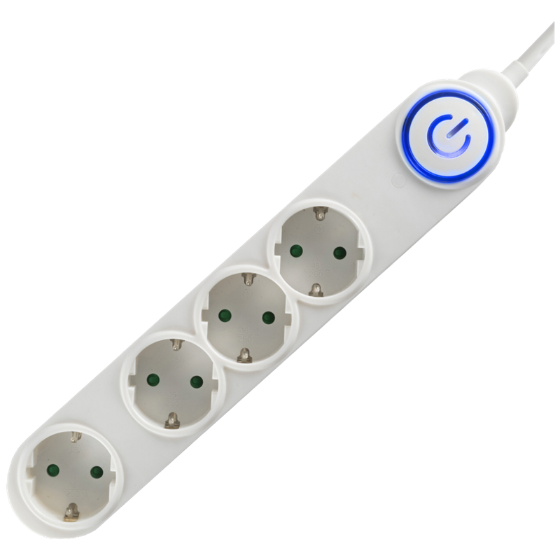 NV04TK-5/WH/1,5 PRODUŽNI KABEL 4 UTIČNICE 5m, ZAŠTITA NV04TK-5/WH/1,5