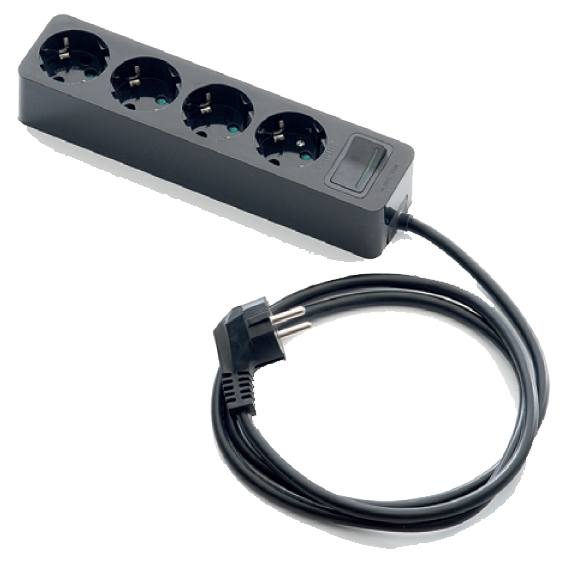 2628N-PK4/1.5 PRODUŽNI KABEL 4 UTIČNICE, 1,5 m, PREKIDAČ, CRNI 1,5 mm2