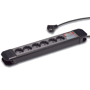 23612 PRODUŽNI KABEL 6 UTIČNICA, 1,5 m, PREKIDAČ, CRNI 1,5 mm2