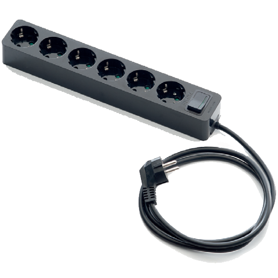 2518-N PRODUŽNI KABEL 6 UTIČNICA, 1,5 m, PREKIDAČ, CRNI 1,5 mm2