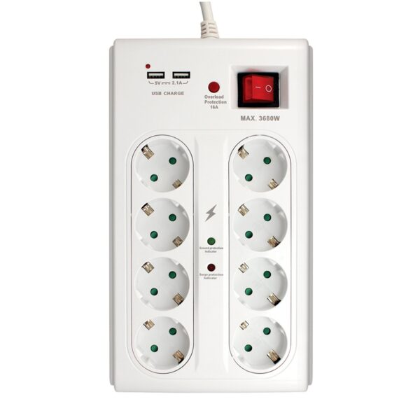  380-107 PRODUŽNI KABEL 8 UTIČNICA, 3m COMMEL