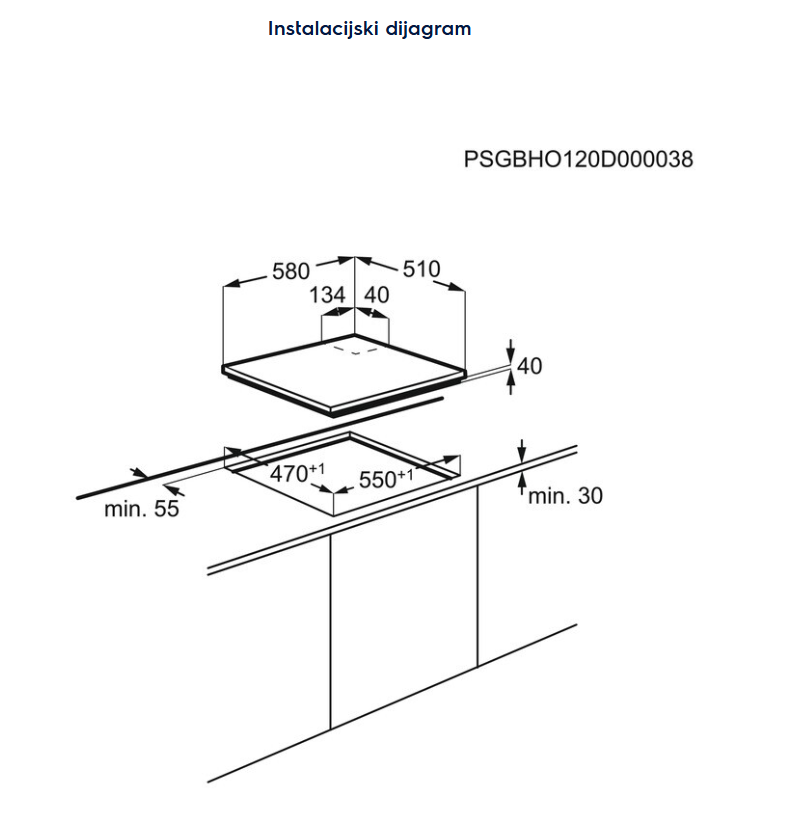 949740619 UGRADBENA PLOČA ELECTROLUX EGE 6182NOK