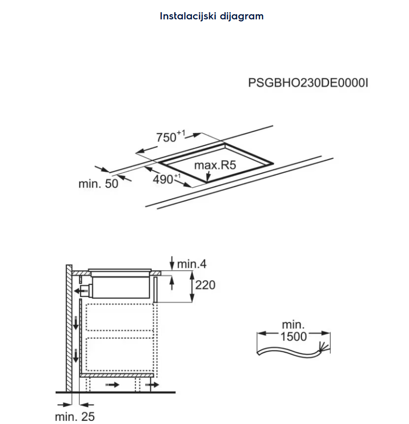 949599214 UGRADBENA PLOČA ELECTROLUX KCC 83443