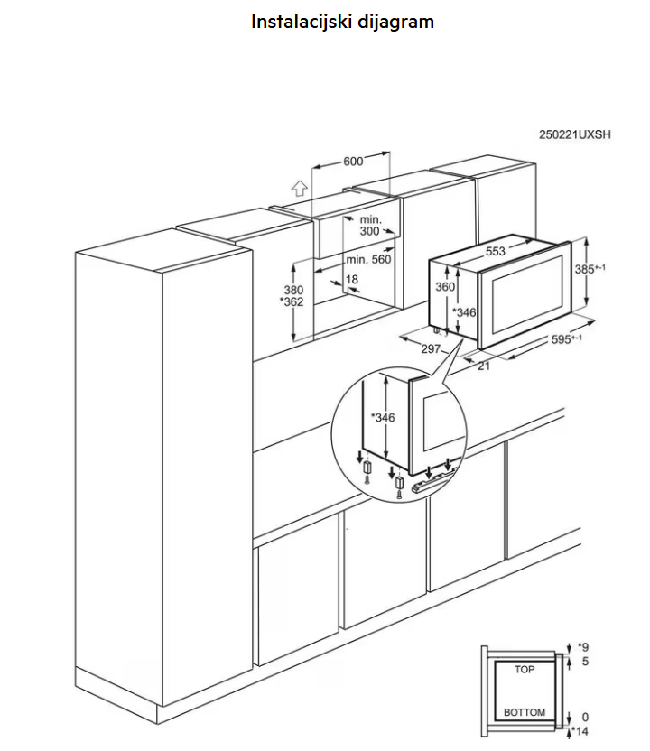 947607522 MIKROVALNA PEĆNICA AEG OS5 MG20EB UGRADBENA