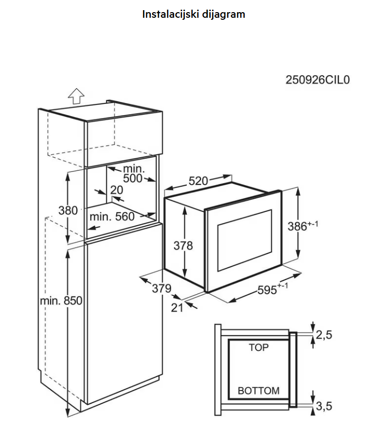 947607520 MIKROVALNA PEĆNICA AEG OS5 GM251EB UGRADBENA