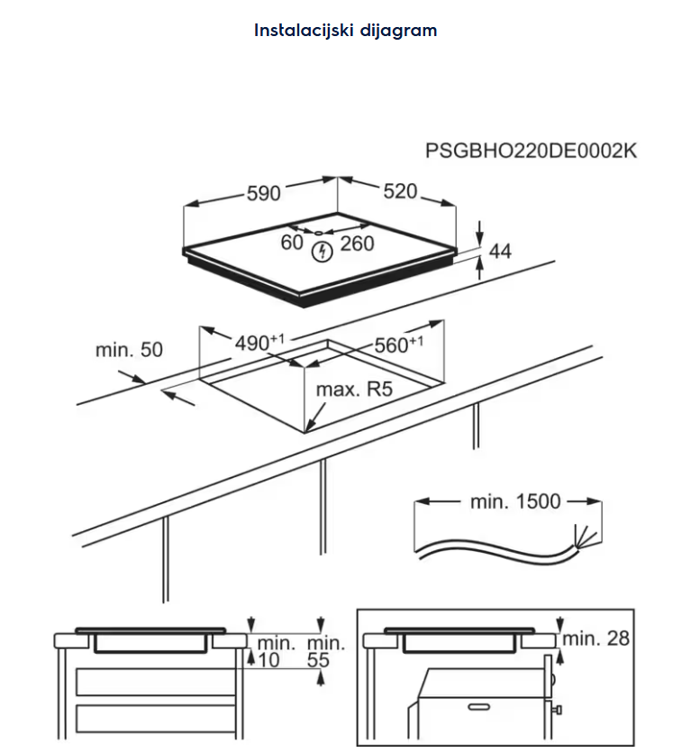 949492867 UGRADBENA PLOČA ELECTROLUX EIV 63440BW