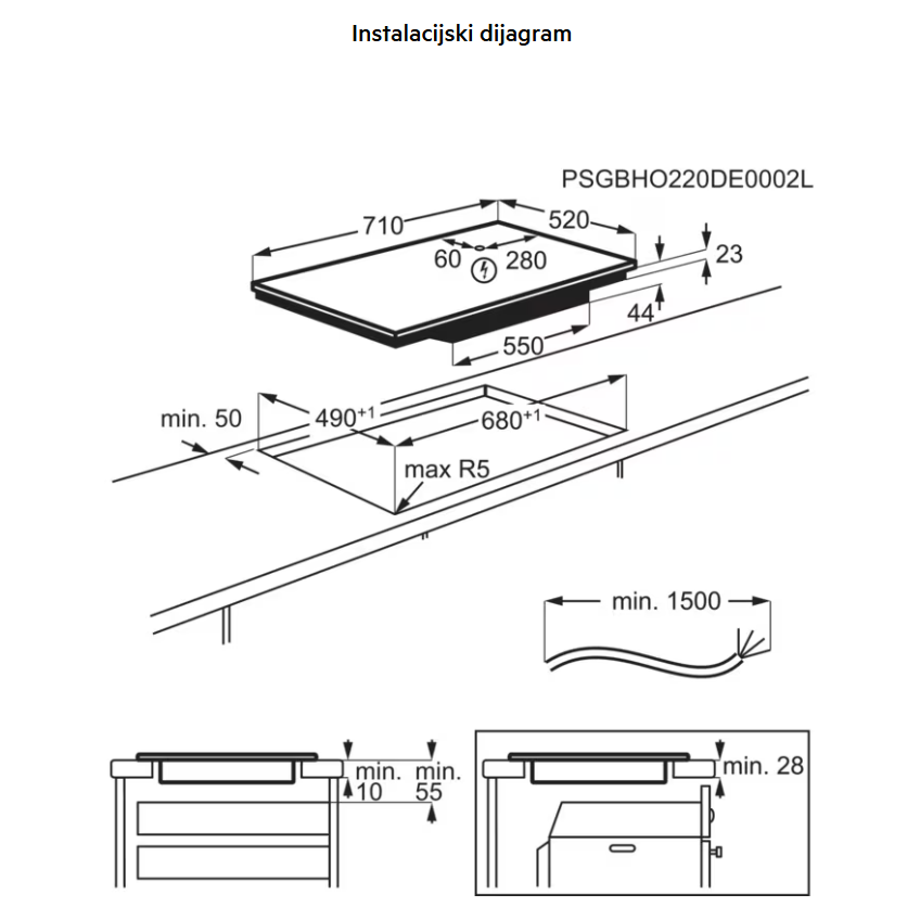 949598395 UGRADBENA PLOČA AEG TO 74IB00FB
