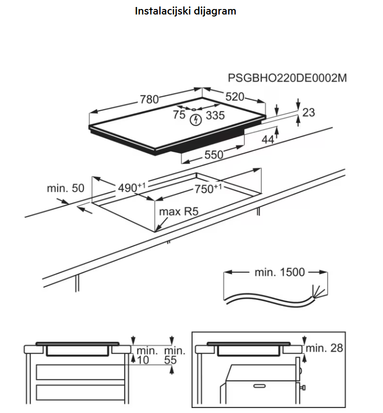 949598220 UGRADBENA PLOČA AEG TI 84IF00FB