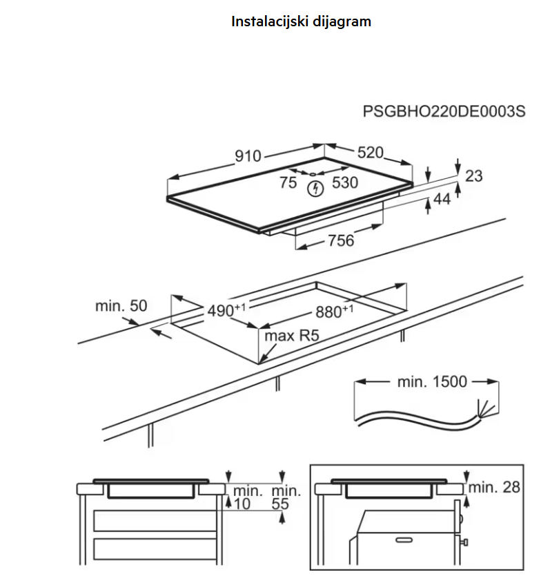 949598409 UGRADBENA PLOČA AEG TK 95II08FB
