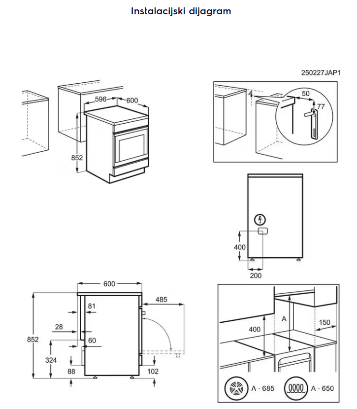 940003150 ŠTEDNJAK ELECTROLUX LKR 64023AW