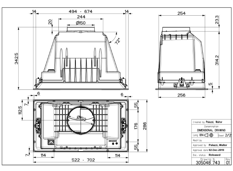 305.0752.008 NAPA FABER INKA LUX SMART EV8 LED BK A70