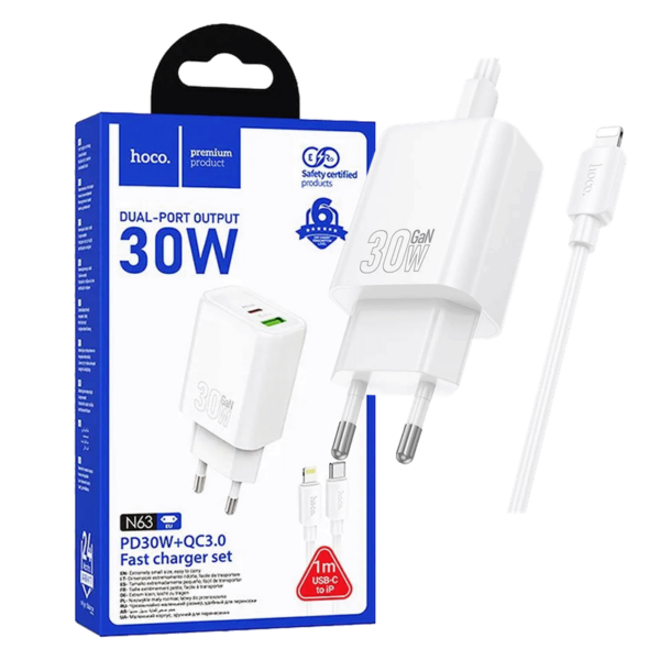 N63TYPECLIGHTNING PUNJAČ KUĆNI TYPE C / LIGHTNING HOCO PD30W