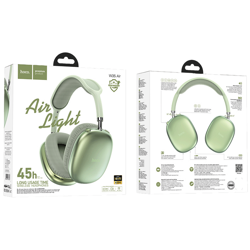 W35AIRTRIUMPHGREEN SLUŠALICE BEŽIČNE BLUETOOTH HOCO W35 AIR TRIUMPH GREEN