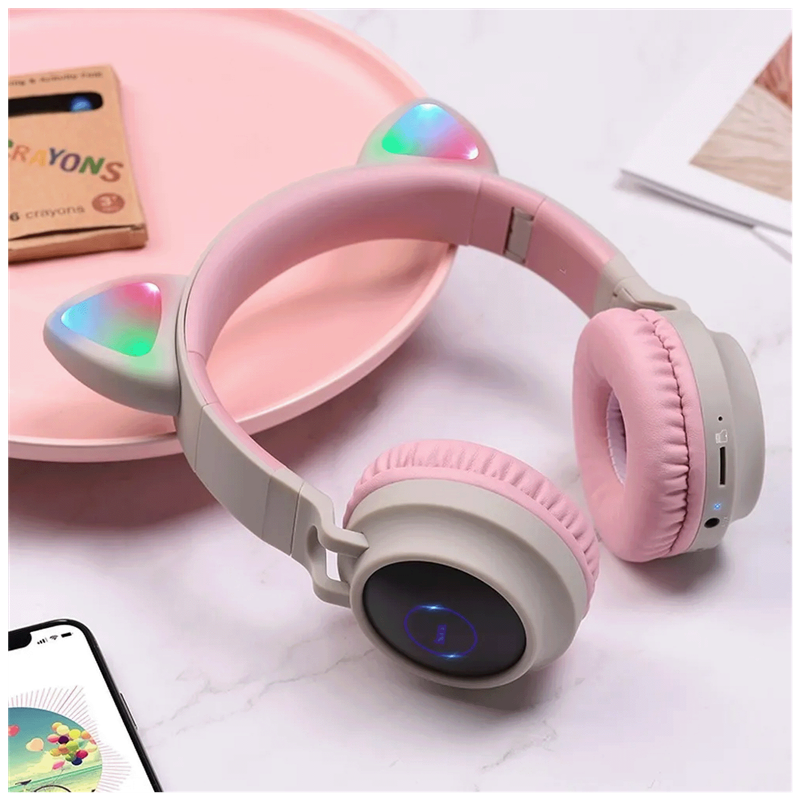 W27 SLUŠALICE BEŽIČNE BLUETOOTH HOCO W27 CAT EAR GRAY