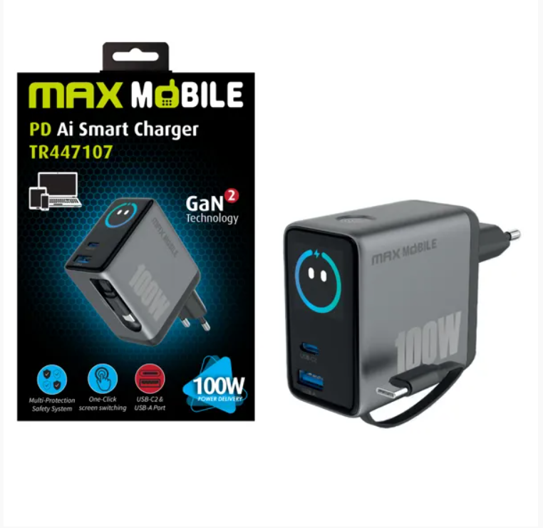 TR447207 PUNJAČ KUĆNI PD AI 2xUSB-C 1xUSB-A 100W MAXMOBILE TR447207