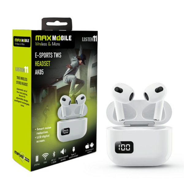 TWSAK05WH SLUŠALICE BEŽIČNE BLUETOOTH MAXMOBILE TWS AK05 WH