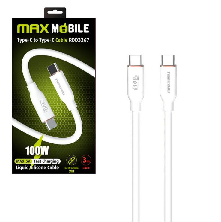 RDD3267-3m KABEL DATA MAXMOBILE TYPE C-TYPE C SILICONE 100W, 3m