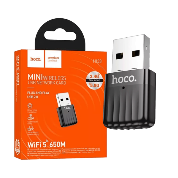 HI33USB WI-FI MREŽNA KARTICA 650 Mbps DUAL BAND HOCO HI33 USB